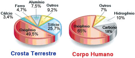 Abundncia Crosta Terrestre e Corpo Humano Elementos Majoritrios.